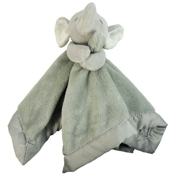 Elephant Gray Lovey Soft Security Blanket Plush Stuffed Animal Satin Edge - Picture 2 of 7